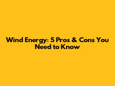 Wind Energy: 5 Pros & Cons You Need to Know