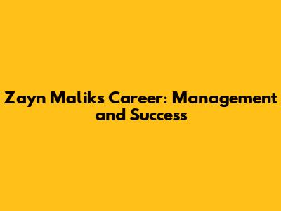 Zayn Malik's Career: Management and Success