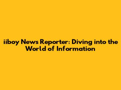 iiboy News Reporter: Diving into the World of Information